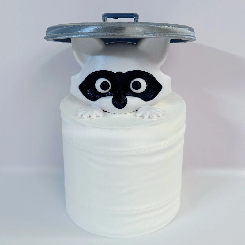 Cute Animal Toilet Paper Holder Playful Bathroom Decor with Trash Can Lid Cover Unique Gift Idea Funny Home Accessory
